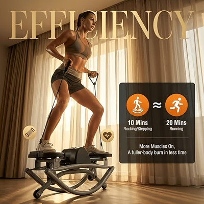 U Shape Mini Stepper Silent Home Fitness Machine w Resistance Bands Compact