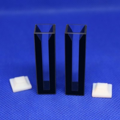 LAB4US Quartz Semi-Micro cuvette Cell Black Walls (2pcs) with Lid for spectro...