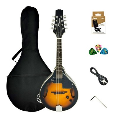 Caraya A-Style Vintage Sunburst Electric Mandolin, Gig Bag or Hard Case MA001EBS