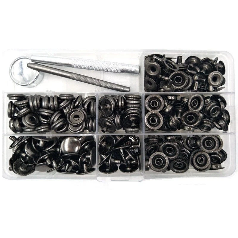 Metal Snap Fastener Button Kit 70 Sets 5/8" Stainless Steel Kit for Leather 15mm - Image 2 of 4
