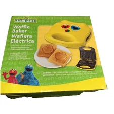 Sesame Street Waffle Baker Electric with! Elmo/cookie Monster Design.  Rare New