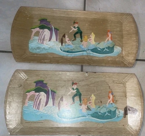 Disney Productions Lap Trays Set Of Two Hasko Basswood Veneer RARE VINTAGE
