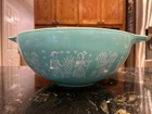 Pyrex blue white bowl 4 pc nesting set vintage