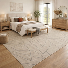 Luxury Hand Tufted Wool Rug Custom Modern Beige Geometric Area Rug 13X15,15X20