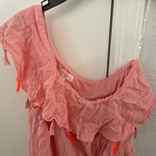 gb Giani bini Girls One Shoulder Ruffled Sleeve Sun Dress Size Xl - Picture 2 of 7