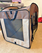 Soft Foldable Dog Crate 36 Inch Travel Pet Kennel for Large Breeds   Gray