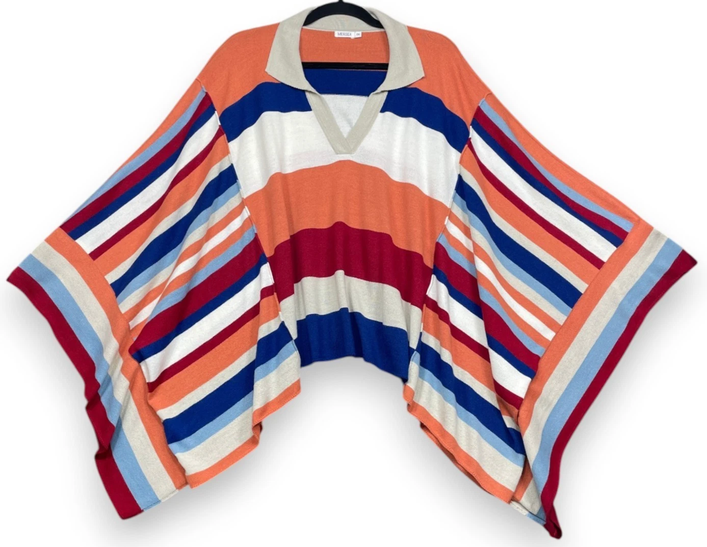 Mersea Multicolor Stripe Chak Chel Polo Poncho Sweater One Size Travel Mer Sea