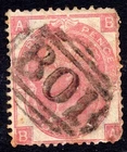 QV 1865 - 67 3d Rose SG92 Egypt B01 Wmk Emblems Plate 4 Letters BA Fair Used