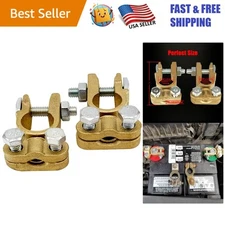 Lightweight Brass Battery Connectors with Marked Terminals - 1 Pair Set Included