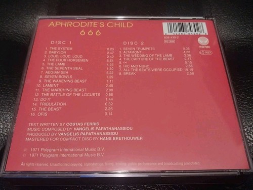 Vangelis Aphrodite's Child 4 CD Lot: 666, Opera, Blade Runner, China, Used - Picture 2 of 6