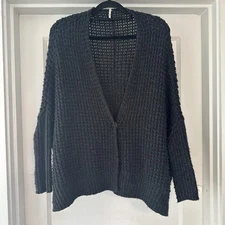Free People Sweater Cardigan Womens XS Open Knit Oversized Dolman Angora Wool