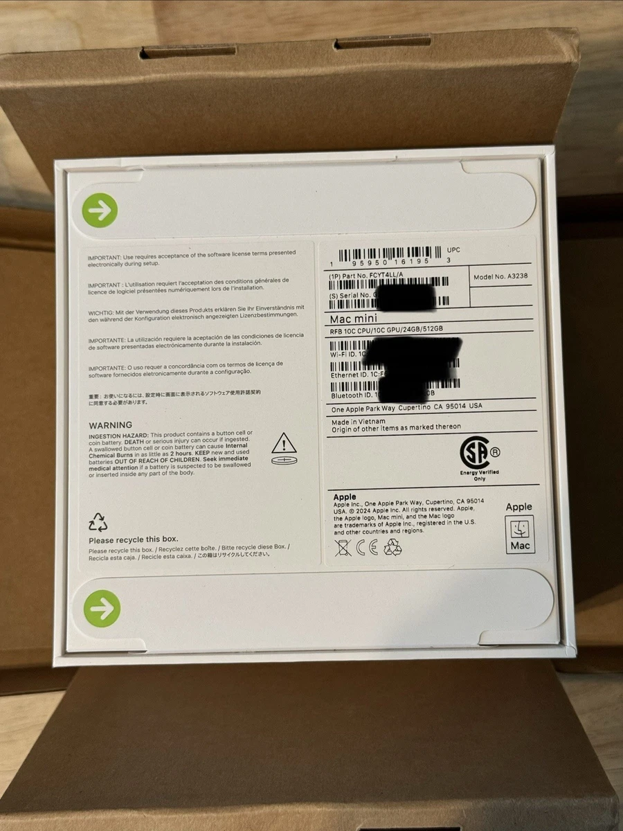 Apple Mac mini SSD (Solid State Drive) Apple Desktops 512 GB Hard