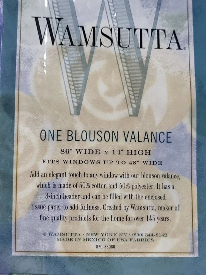 2 cenefas blusa WAMSUTTA para ventana de 48" azul amarillo 86x14 Cottagecore #2 Foto 2 de 4