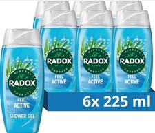 Radox Feel Active Shower Gel 225ml x6 Pack Choose Your Scent 5.95 per litre