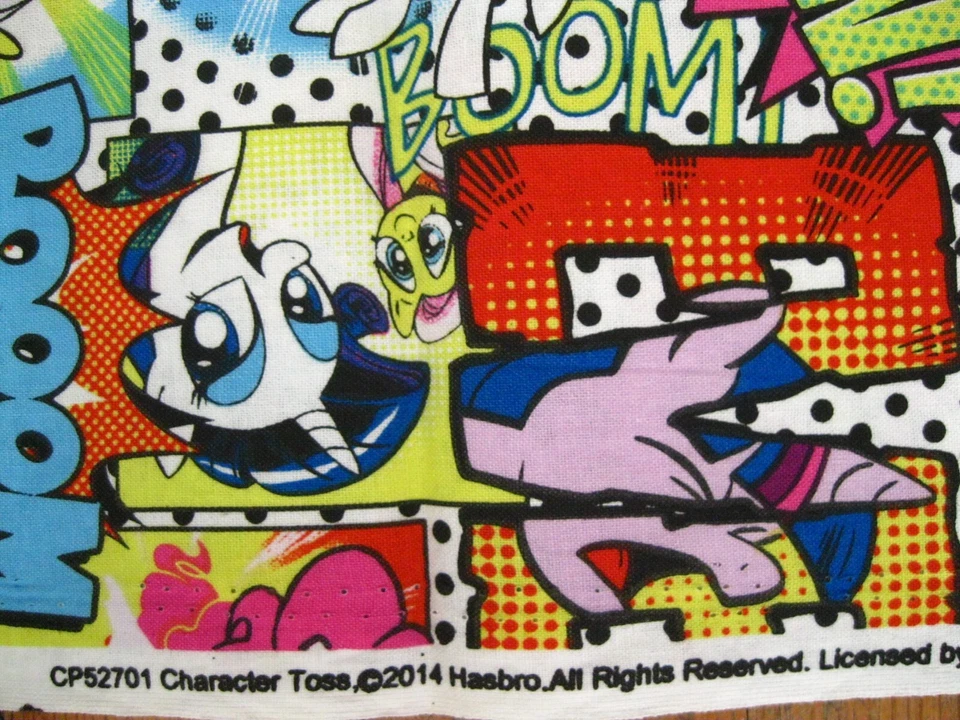 Tela de edredón My Little Pony Super Heros 1 yarda Hasbro 2014 Pow Boom Wham Woosh Foto 4 de 4