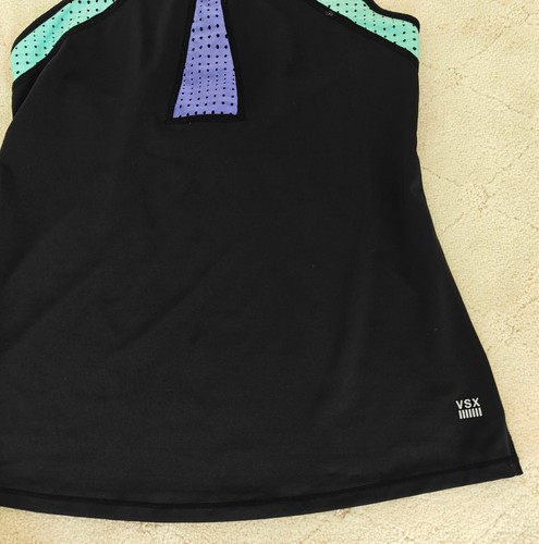 Victorias Secret VSX Sport Workout Tank Black Purple Green Mesh Racer Back Top S - Picture 6 of 10