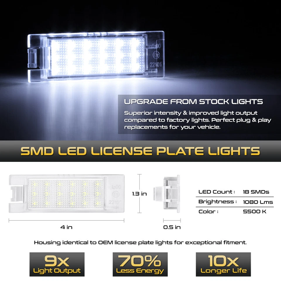 Luz de matrícula LED SMD blanca diamante para Chevy Camaro Malibu Volt 2014-2020 Foto 4 de 4