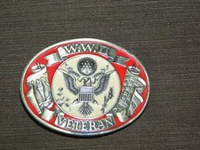 VINTAGE 3 1/8" ACROSS WWII VETERAN EAGLE BELT BUCKLE