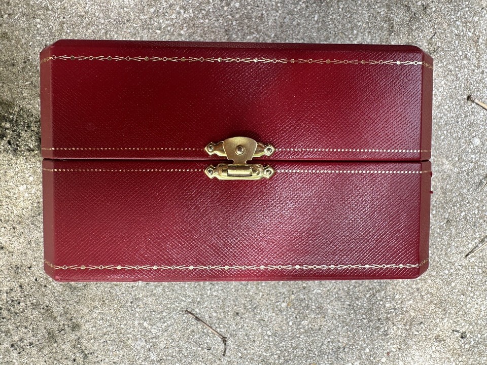 Iconic CARTIER Watch Empty Red Leather Box Case Empty Storage Rare COWA