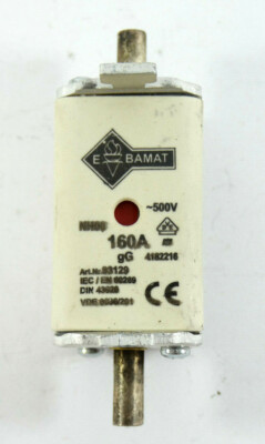 3pcs E BAMAT Fuse NH00 (93129) | 160A | 500V | 120kA