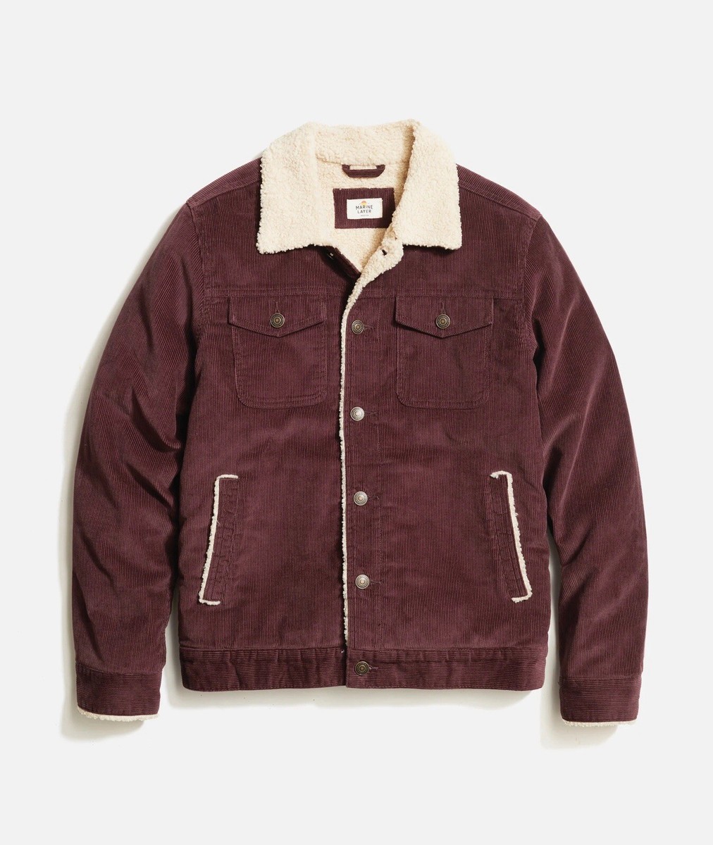 Marine Layer Boise Cord Sherpa Corduroy Jacket Men’s Small $199 Retail