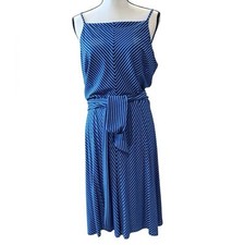 Ann Taylor Navy Striped Sundress Large