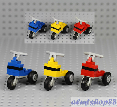 LEGO 3x Tricycle Blue Yellow Red Kids Boy Girl Minifigure City