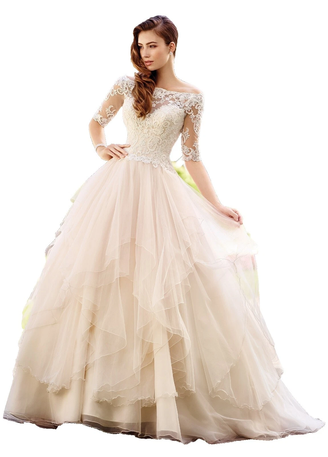 Vestidos de novia de manga 3/4 de organza