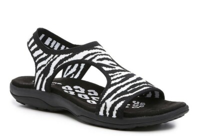 Skechers Reggae Sandal Black/White Memory Foam NEW