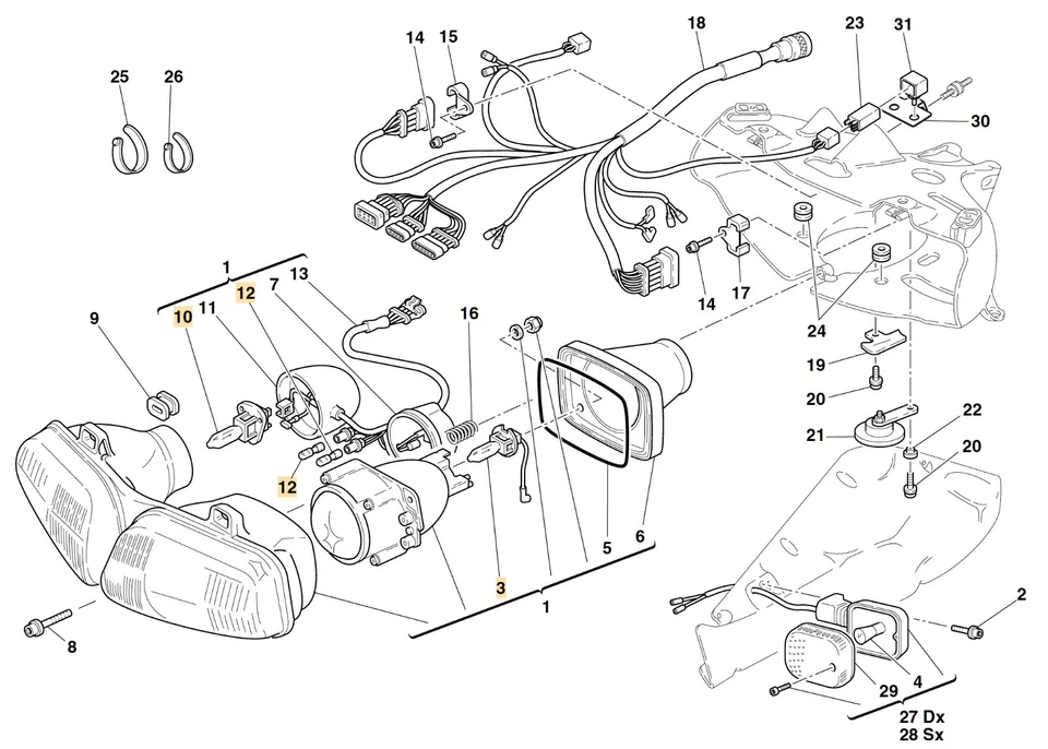 Juego de bombillas faros alto bajo estacionamiento Ducati 748 916 996 998 Foto 2 de 2