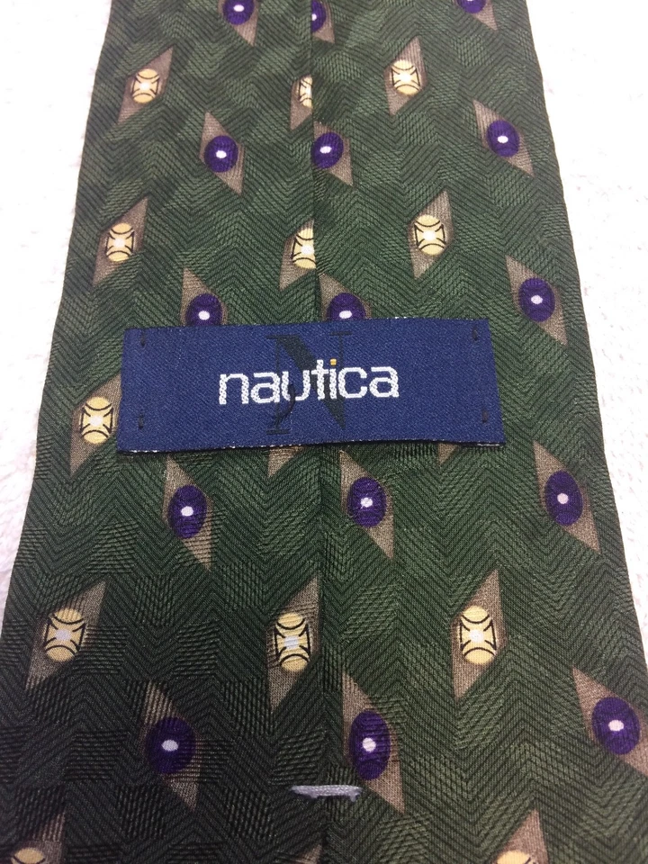 NAUTICA 男式领带绿色紫色和灰色 4 X 58 — 第 4/4 张图片