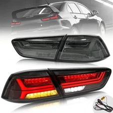 SMOKED Full LED Tail Lights For 2008-2017 Mitsubishi Lancer EVO X w/Sequential 