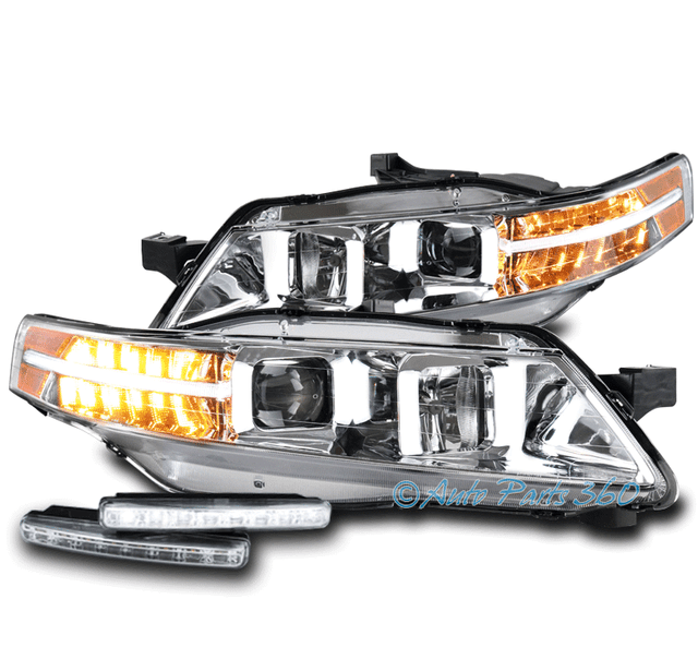 FOR 0408 ACURA TL LED PROJECTOR CHROME HEADLIGHTS LAMPS W/DRL SIGNAL