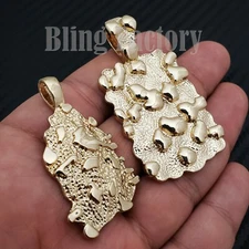 Fashion 14K Gold plated Lucky Golden Nugget Bling Hip Hop Pendant Charm