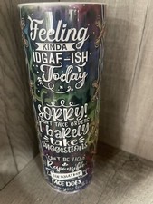 Graphic Skinny Tumbler- IDGAF Sayings Funny Humor - 20oz Cup / Mug With Straw