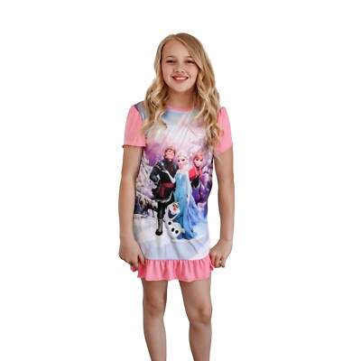 Girls Short Sleeve Officially Licensed Character Colorful Nightshirt/Nightgown/