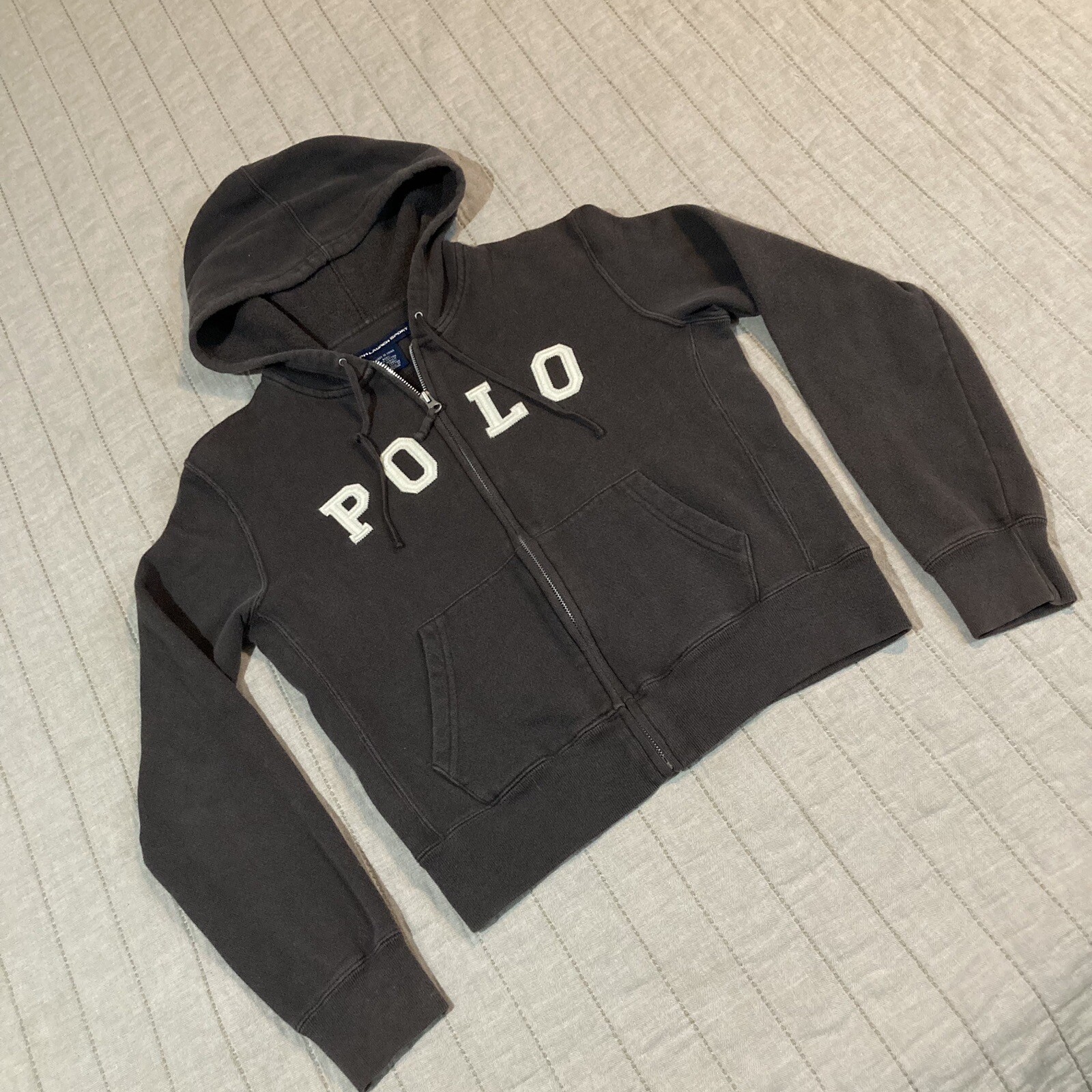 Polo Ralph Lauren maglione giacca donna piccolo grande logo pony cotone zip sport vintage