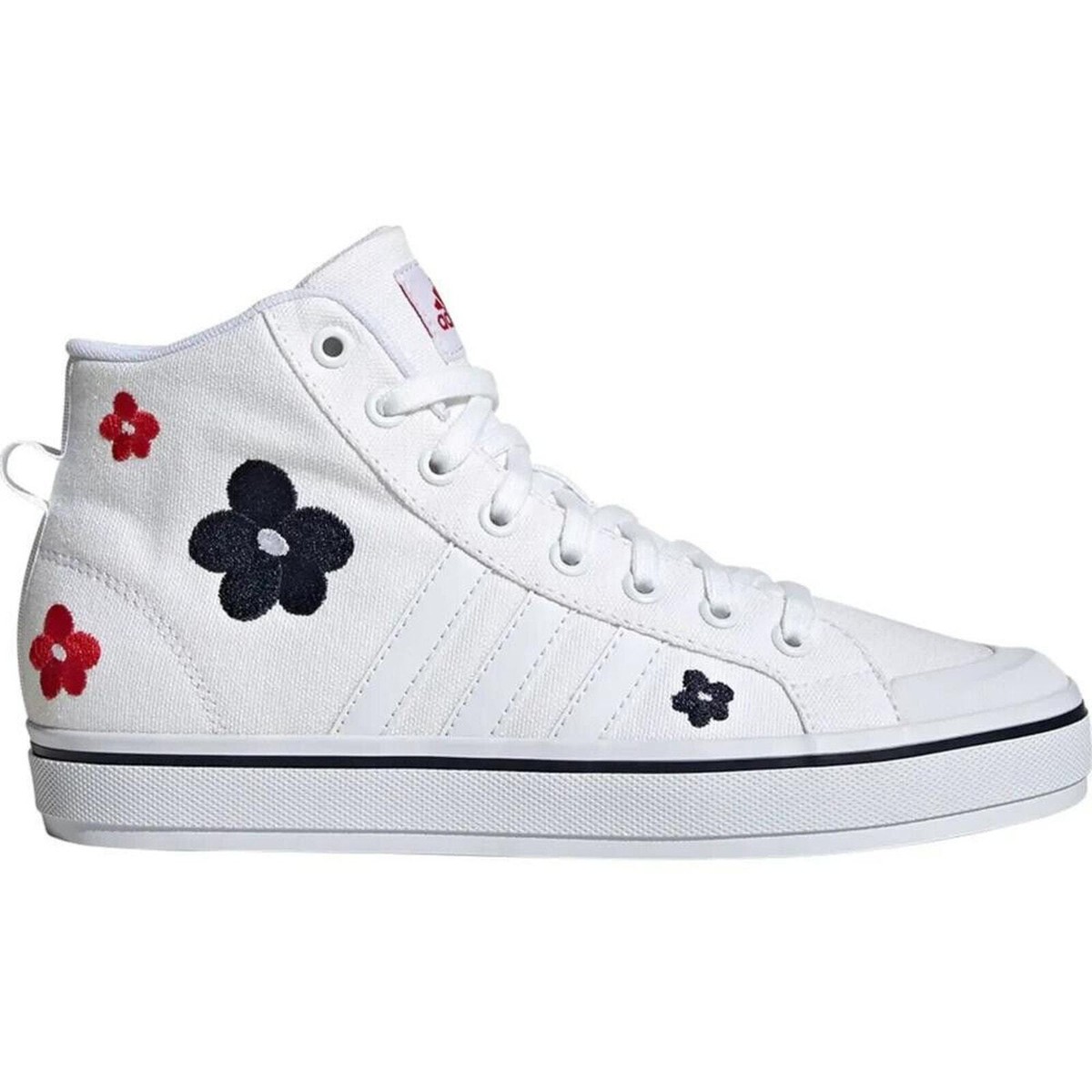 adidas Bravada Mid Top Canvas Shoes White Flowers HP7982 - Main Image