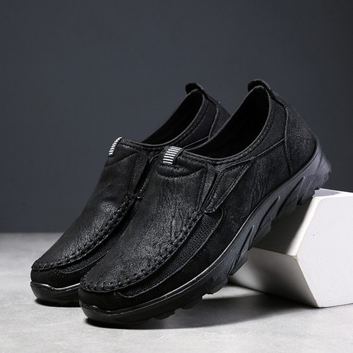 MENS LEATHER SLIP ON WALKING SHOES DRIVING MOCCASIN COMFORT CASUAL TRAINERS SIZE - Picture 33 of 78