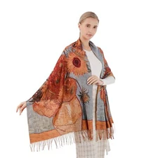 Cutewing Van Gogh Scarf Shawl Wraps for Women Sunflower Pashmina Scarf Large ...