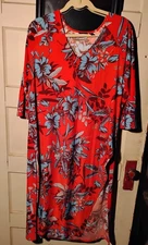 Attitudes by Renee Long Tunic with Side Slits Sunset Floral Size Large Petite