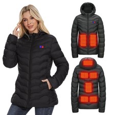 Womens Heated Jacket with 10000mAh Battery Pack, Dual Control Button Heated C...