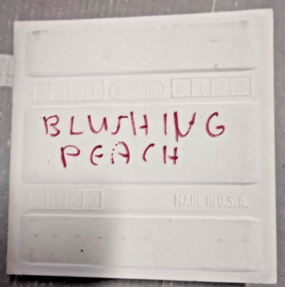 1 Wall Tile Mosaic USA 4-3/8" Sq Semi Gloss Blushing Peach Pink Ceramic 1950 Vtg - Image 2 of 4