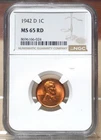 1942-D LINCOLN CENT NGC MS65RD 166024
