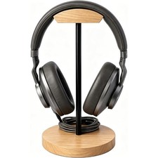 Headphone Stand Nature Wood Metal Headset Hanger Mount Hook Gaming Holder