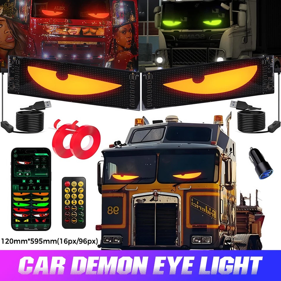 DIY Truck Specific Devil's Eye LED Screen Car Eye Light Truck Dynamic LED Light - image 3 of 4