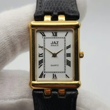 Jaz Paris Ladies Rectangular Gold Tone w/ White Dial Quartz Watch