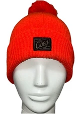 Obey Men's Winter Trademark Orange Skully Beanie Hat - One Size Vintage