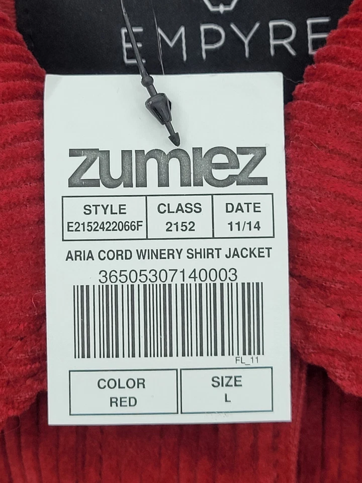 Empyre Camisa Chaqueta Mujer Grande Roja Pana Abotonada Chamarra Ropa de Calle Foto 4 de 4