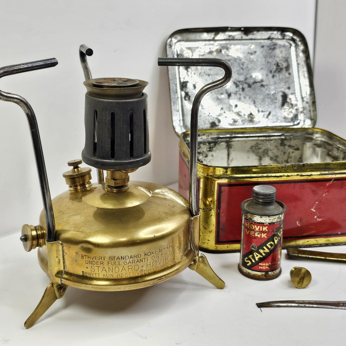  バード pilvikki ビンテージ Vintage Primus No. 41 Brass Camp Stove Høvik Verk Norway w/ Tin